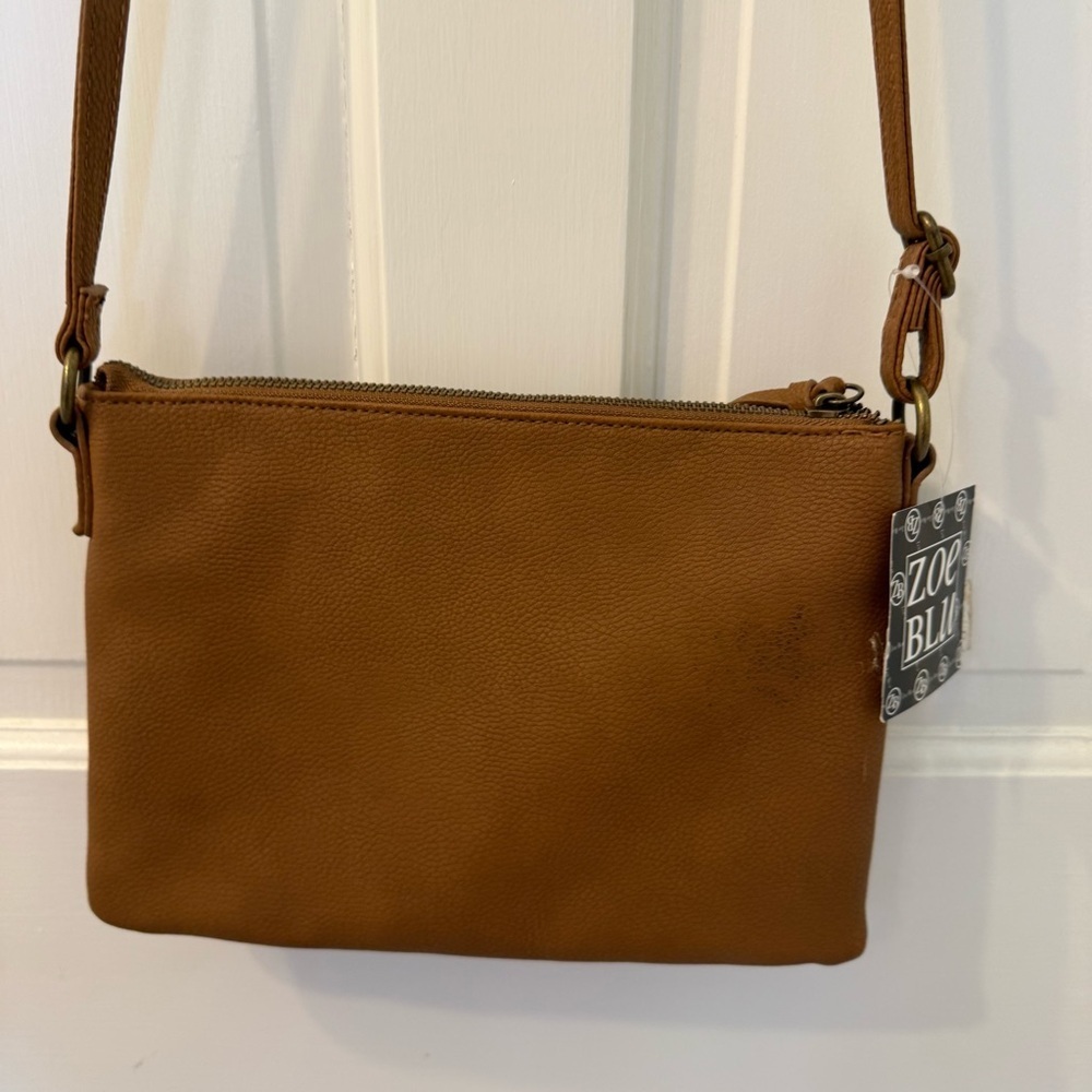 Tan Leather Crossbody Bag with Structured Design - Picture 8 of 14